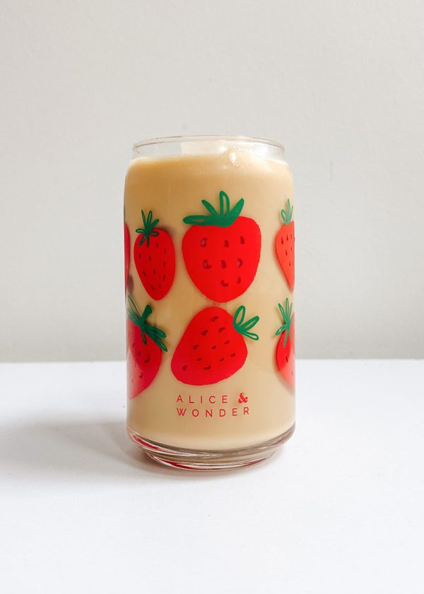 Strawberry Can Glass - 16 oz.